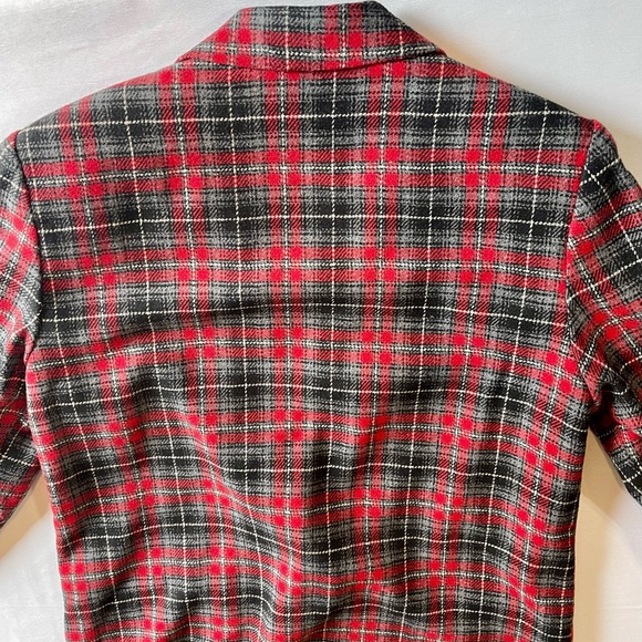 VTG Requirements Womens Blazer Red Plaid Wool Blend 1 Button Jacket Size 10 - Picture 11 of 16